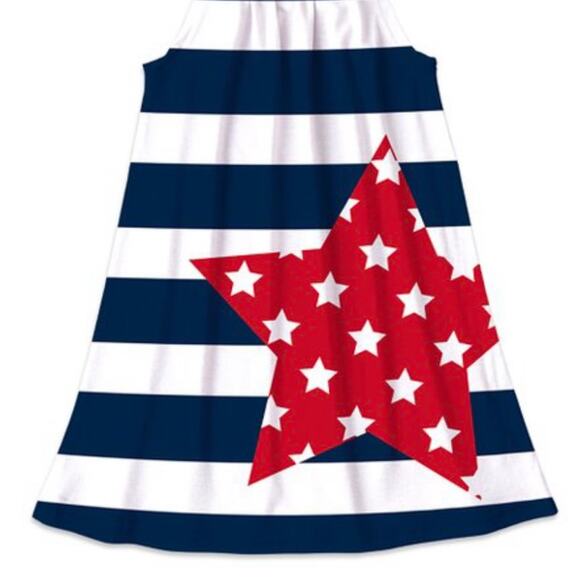 Sunshine Swing Navy Stripe Star Tank Dress Kids Size 10 red white blue patriot - Picture 2 of 5